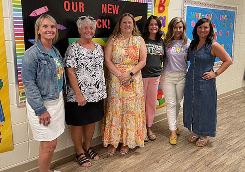 From left to right, Heather Wheatley, Shea Bubeck, school director Pam Foelske, Cheryl Mueller, Chris Darby and Jamie Twitty.